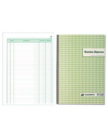 Manifold autocopiant exacompta recettes dépenses a4 210x297mm foliotage 50 duplis.