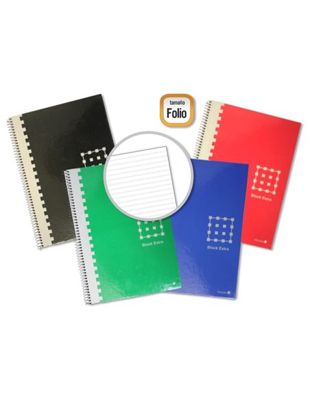 Carnet à spirales doré Folio 80 feuilles 60 g/m² ligné - Marges marquées - Couverture extra rigide - Couleurs assorties