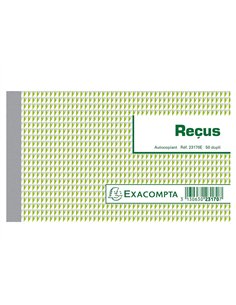 Manifold autocopiant exacompta reçus 180x105mm foliotage 50 duplis. 2