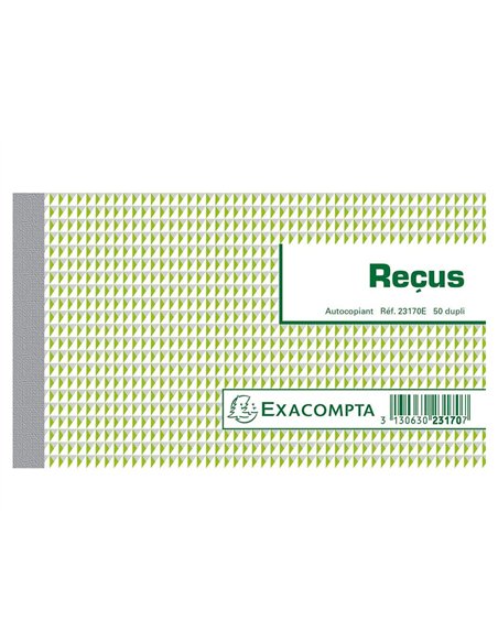 Manifold autocopiant exacompta reçus 180x105mm foliotage 50 duplis.