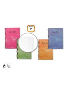 Cahier à spirales doré 8º Naturel (153 x 102 mm) 80 feuilles 60 g - Marges marquées - Couverture plastifiée standard - Couleurs 