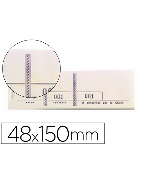 Bloc exacompta passe-partout 48x150mm 100 feuillets 3 coupons numérotés 1/1000 détachables souche.