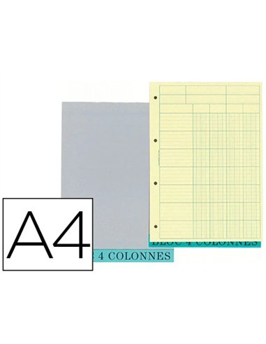 Bloc exacompta contrôle comptable a4 210x297mm 70 feuilles 4 colonnes/libellé coloris canari.