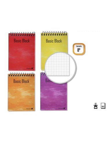 Cahier à spirales doré Superior 8º Paysage (153 x 102 mm) 80 feuilles 60 g, quadrillage 4 x 4 - Couverture plastifiée - Marges m