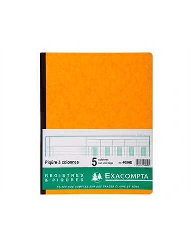 Registre piqûre exacompta colonnes 250x320mm 31 lignes 5 colonnes/page 80 pages.