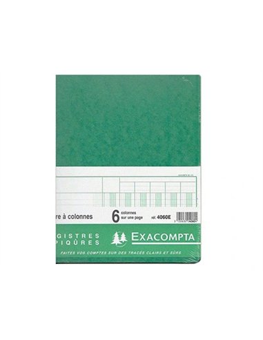 Registre piqûre exacompta colonnes 250x320mm 31 lignes 6 colonnes/page 80 pages.