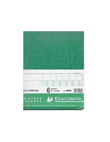 Registre piqûre exacompta colonnes 250x320mm 31 lignes 6 colonnes/page 80 pages.