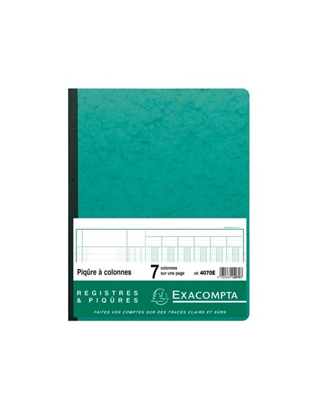 Registre piqûre exacompta colonnes 250x320mm 33 lignes 7 colonnes/page 80 pages.