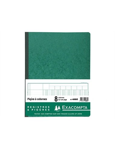 Registre piqûre exacompta colonnes 250x320mm 33 lignes 8 colonnes/page 80 pages.