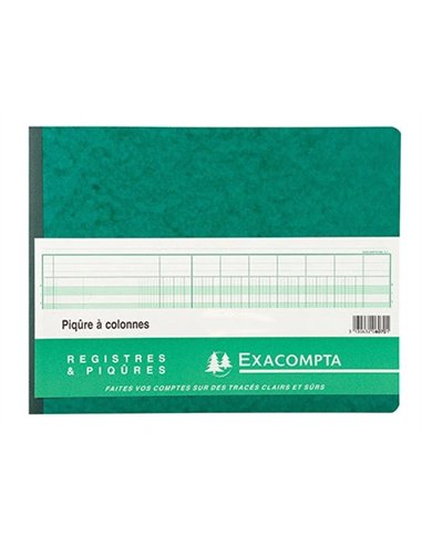 Registre piqûre exacompta colonnes 320x250mm 24 lignes 20 colonnes/2 pages 80 pages.