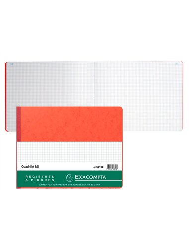 Registre piqué exacompta 5x5mm folioté 32x25cm 80 pages coloris assortis.