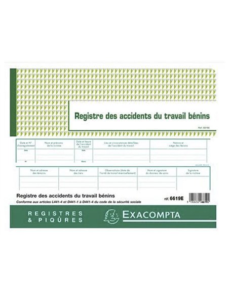 Registre accidents du travail.