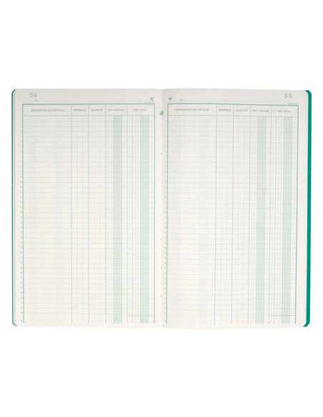 Livre inventaire exacompta 320x195mm vertical 31 lignes 80 pages.