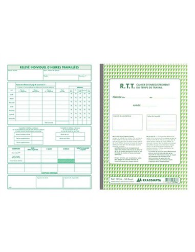 Cahier autocopiant exacompta enregistrement temps travail a4 210x297mm 50 duplis.