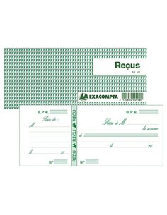 Carnet à souche exacompta reçus 13x9cm 50 feuillets 95g papier chèque amagnétique.