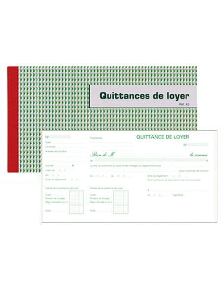 Carnet à souche exacompta quittances loyer 18,5x13,5cm 50 feuillets 95g papier chèque amagnétique.