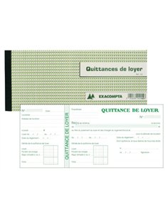 Carnet à souche exacompta quittances loyer 16,5x10,5cm 50 feuillets 95g papier chèque amagnétique.