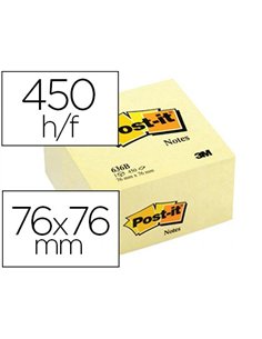 Bloc-notes post-it cube 76x76mm 450f repositionnables coloris jaune 636-b.