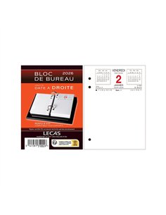 Calendrier lecas 2026 bloc date a droite 8,5x11,5cm 1 jour/page français.