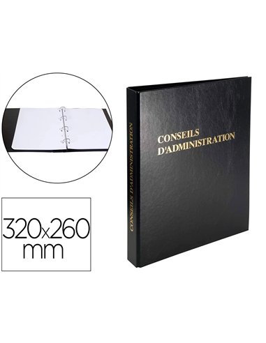 Registre classeur exacompta conseils administration reliure 4 anneaux et recharge 100 feuillets foliotés 320x260mm.