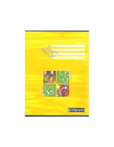 Cahier dessin calligraphe piqure couverture carte offset 24x32cm 16 pages uni 120g.