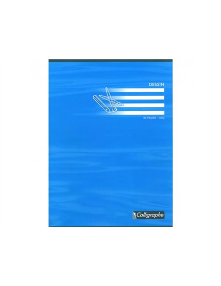 Cahier dessin calligraphe piqure couverture carte offset 24x32cm 32 pages uni 120g.