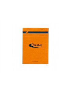 Bloc bureau master a6 105x148mm agrafe en-tete 100f 70gr 5x5 orange.