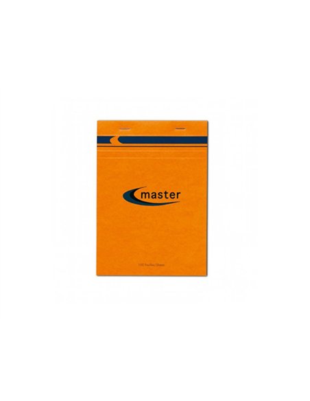 Bloc bureau master a6 105x148mm agrafe en-tete 100f 70gr 5x5 orange.