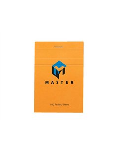 Bloc bureau master a7 74x105mm agrafe en-tete 100f 70gr 5x5 orange.