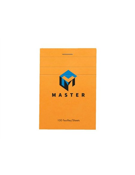 Bloc bureau master a7 74x105mm agrafe en-tete 100f 70gr 5x5 orange.