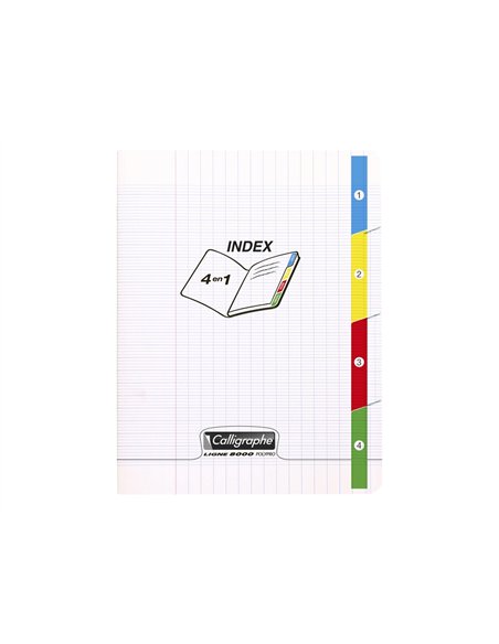 Cahier pique clairefontaine calligraphe 8000 polypro 4 index 170x220mm 96 pages 90g reglure seyes coloris.