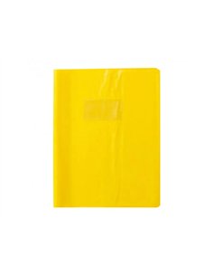 Protege-cahier clairefontaine 17x22cm plastique 22/100e 2 rabats coloris jaune.