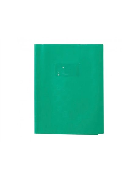 Protege-cahier clairefontaine 17x22cm plastique 22/100e 2 rabats coloris vert.