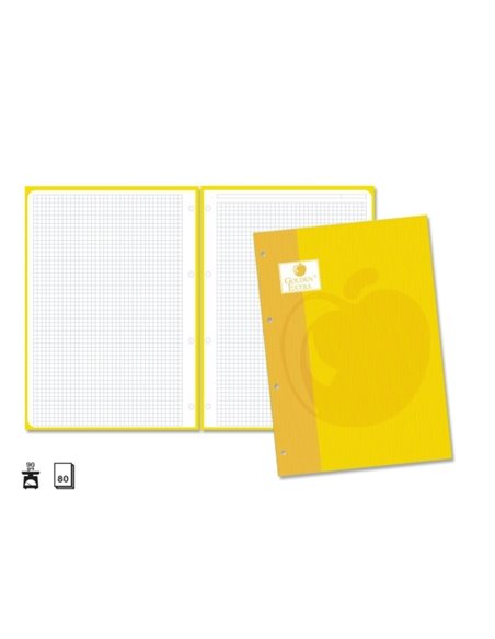 Recharge Golden Extra 80 feuilles 90 g/m², quadrillage 4x4, format A4, 4 trous et bande jaune