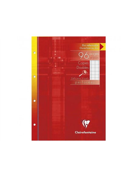 Copies doubles clairefontaine perforees deficients visuels 21x29,7cm 100p seyes noir 2,5mm.