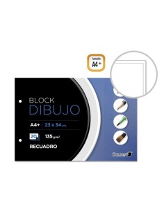 Carnet de croquis A4+ doré, 20 feuilles avec boîte intérieure - Papier 135 g/m² - Collage 2 trous