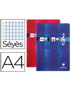 Cahier musique chant piqué clairefontaine papier vélin velouté couverture pelliculée a4 21x29,7cm 48 pages 90g 24 séyès.