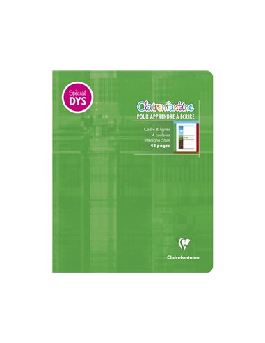 Cahier clairefontaine ecriture pique special dys 170x220mm 48p reglure cadre et lignes 4 couleurs et.