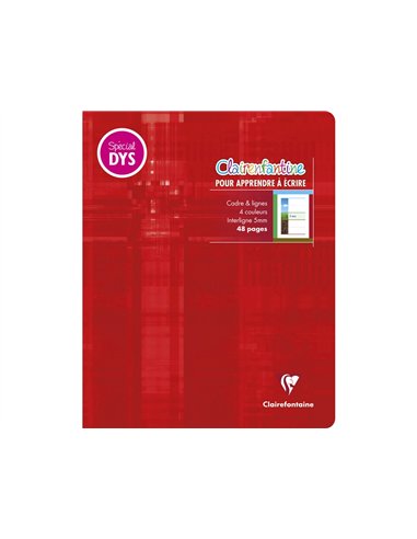 Cahier clairefontaine ecriture pique special dys 170x220mm 48p reglure cadre et lignes 4 couleurs et.