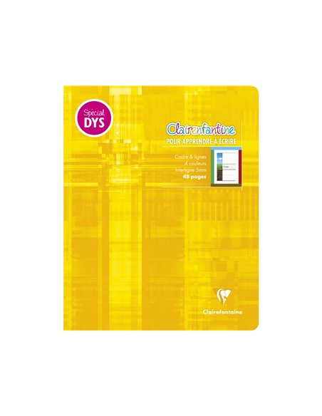 Cahier clairefontaine ecriture pique special dys 170x220mm 48p reglure cadre et lignes 4 couleurs et.