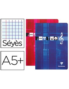 Cahier musique chant piqué clairefontaine papier vélin velouté couverture pelliculée 17x22cm 56 pages 90g 28 séyès.