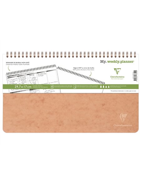 Cahier clairefontaine my weekly planner age bag reliure integrale 297x170mm 120p detachables reglure.