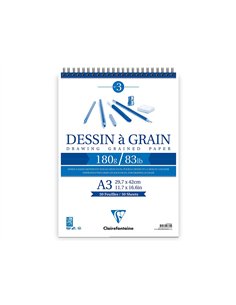 Bloc dessin grain clairefontaine spirale a3 blanc 29,7cmx42cm 180gr 30f. 2