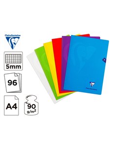 Cahier pique clairefontaine mimesys couverture polypropylene a4 21x29,7cm 96 pages 90g 5x5mm coloris.