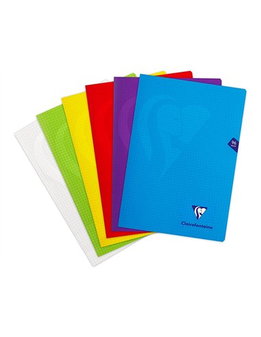 Cahier pique clairefontaine mimesys couverture polypropylene a4 21x29,7cm 96 pages 90g 5x5mm coloris.