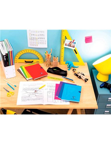 Cahier pique clairefontaine mimesys couverture polypropylene a4 21x29,7cm 96 pages 90g 5x5mm coloris.
