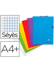 Cahier piqué clairefontaine mimesys couverture polypropylène a4+ 24x32cm 48 pages 90g réglure séyès coloris assortis.