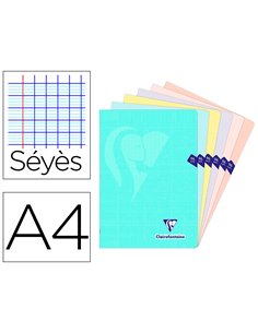 Cahier piqu mimesys a4 couleurs pastel grands carreaux 21x29,7cm 96 pages.