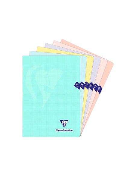 Cahier piqu mimesys a4 couleurs pastel grands carreaux 21x29,7cm 96 pages.