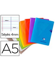 Cahier de textes spirale clairefontaine mimesys couv pp pap velin veloute 90g a5 170x220mm 144p seyes 4.